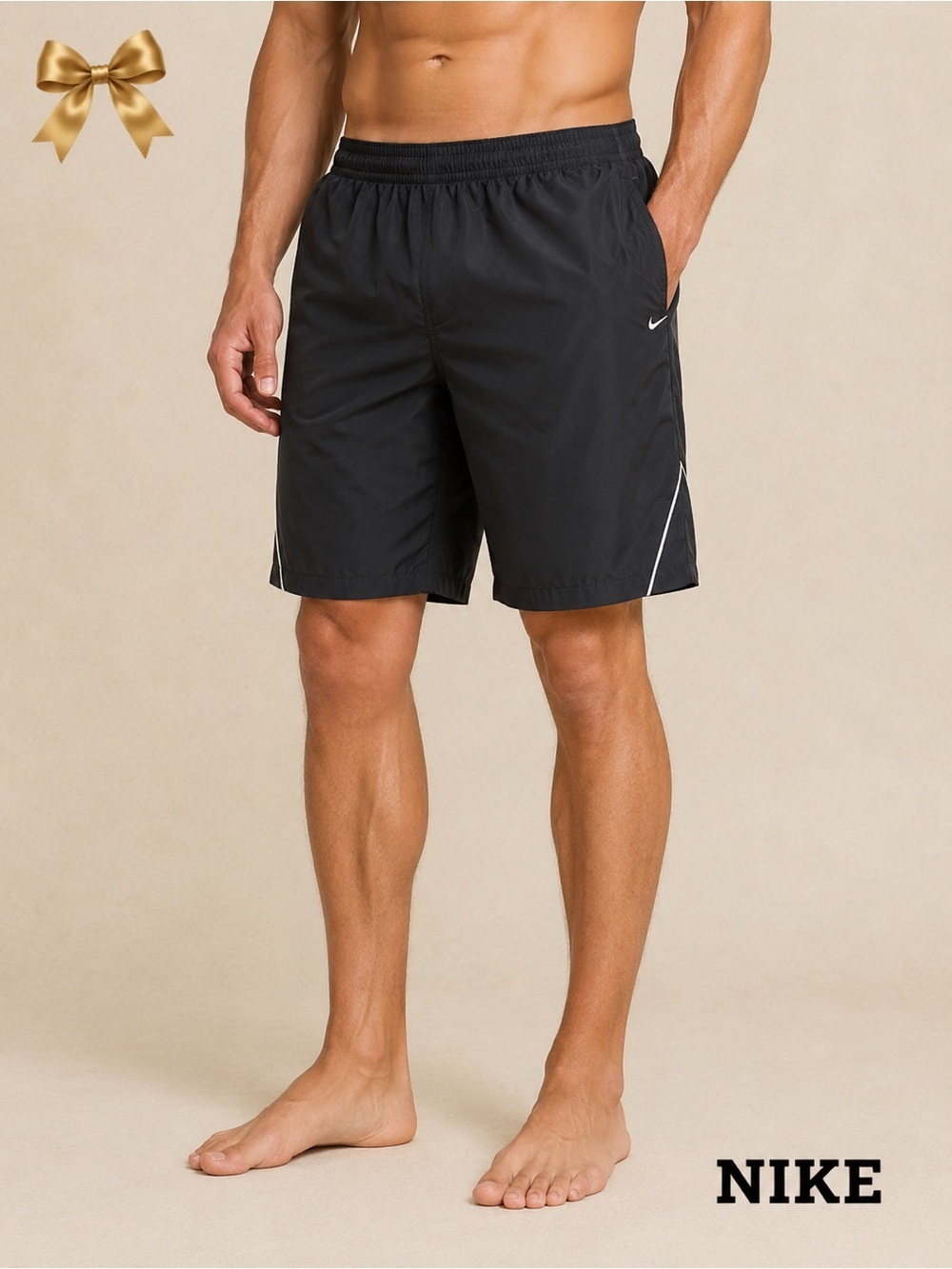 Nike The Athletic Dept. Black Mesh-Lined Long Swim Trunks Men’s Large